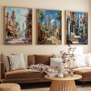 Set of 3 Cairo Posters, Cairo Travel Prints, Cairo Art, Arabic Decor, Botanical Art, Middle Eastern Decor, Egypt Travel Poster, Egypt Gift