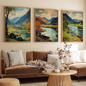 Der Lake Distrikt National Park 3er Poster Set, Swasiland Reisedrucke, UK Reiseplakat, Blumenkunst, Blumendekor, Naturdruck