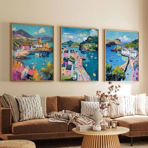 Set of 3 Portree Posters, Portree Travel Prints, Portree Art, Coastal Decor, Beach Art, Scotland Poster, United Kingdom Travel Print
