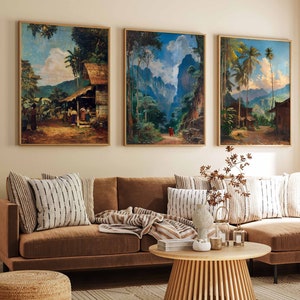 Set of 3 Thailand Posters, Thai Floral Prints, Floral Décor, Thailand Travel Art, Asian Travel Poster, Oriental Wall Decor, Thai Gift