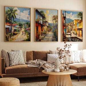 Set di 3 poster di viaggio ad Haiti, stampe floreali, stampe tropicali, arte murale caraibica, decorazioni caraibiche, set di 3 stampe floreali