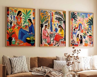 Set of 3 Egypt Posters, Vintage Egyptian Aesthetic Prints, Egypt Travel Art, Floral Wall Art, Islamic Art Poster, North African Decor