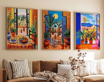 Set of 3 Egypt Posters, Vintage Egyptian Aesthetic Prints, Egypt Travel Art, Floral Wall Art, Islamic Art Poster, North African Decor