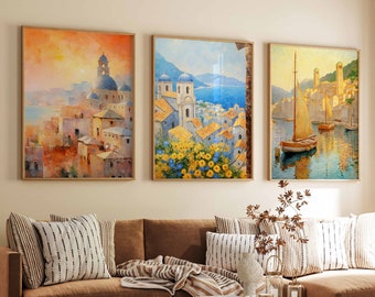 Set of 3 Dubrovnik Travel Prints, Croatia Travel Poster, Dubrovnik Travel Prints, Floral Wall Art, Travel Art, Travel Prints