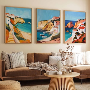 Set of 3 Algarve Poster, Algarve Travel Prints, Algarve Art, Tropical Decor, Coastal Print, Beach Poster, Portugal Travel Print