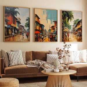Set of 3 Kinshasa Posters, Congo Travel Prints, DRC Travel Art, Floral Wall Art, Black Art Poster, African Art