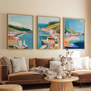 Set of 3 Aberystwyth Posters, Aberystwyth Travel Prints, Aberystwyth Art, Coastal Decor, Beach Art, Wales Poster, United Kingdom Print