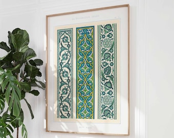 Persian Poster, Persian Wall Art, Vintage Arabic Decor, Islamic Wall Print, Pattern Poster, Vintage Lithograph, Vintage Muslim Decor