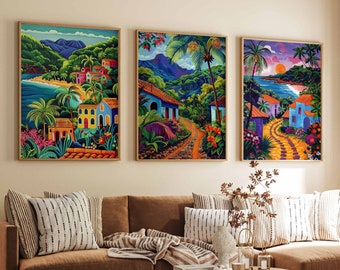 Set of 3 Nicaragua Posters, Nicaragua Travel Prints, Nicaragua Art, Tropical Decor, Floral Art, Central American Travel Print, Latin Gift