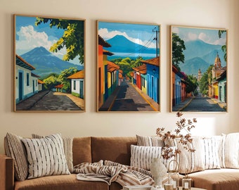 Set of 3 El Salvador Posters, El Salvador Travel Prints, El Salvador Art, Botanical Decor, Floral Art, Latin America Wall Decor