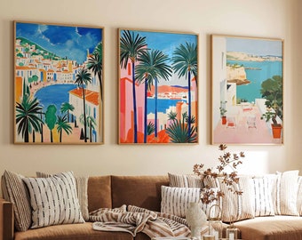額装品/Tres paisajesスタインバーグ/アート/ポスター/インテリア イビサ スペイン ポスター 3 枚セット、イビサ トラベル プリント