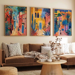 Set of 3 Morocco Posters, Moroccan Travel Prints, Islamic Travel Art, Floral Wall Art, Arabic Art Poster, Morocco Floral Art, Moroccan Gift