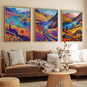 Set of 3 Lake District Posters, Lake District Travel Prints, Lake District Art, Botanical Decor, Floral Art, Cumbria Poster, UK Travel Print