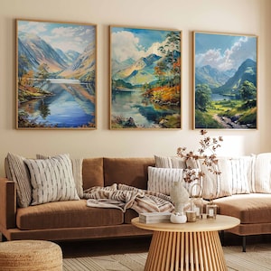 Set of 3 Lake District Posters, Lake District Travel Prints, Lake District Art, Botanical Decor, Floral Art, Cumbria Poster, UK Travel Print