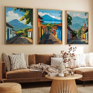 Set of 3 El Salvador Posters, El Salvador Travel Prints, El Salvador Art, Botanical Decor, Floral Art, Latin America Wall Decor
