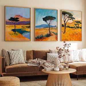 Conjunto de 3 carteles de África, impresiones de viajes de África, arte africano, decoración africana, arte botánico, estampado floral, regalo africano
