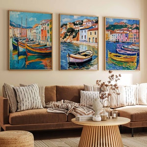 Set of 3 Marseille Posters, Marseille Travel Prints, Marseille Art, Coastal Art, Botanical Decor, French Poster, European Travel Print