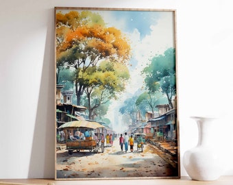 Bangladesh Travel Poster, Vintage Bangladeshi Art, Asian Wall Art, Cultural Travel Print, Bangladesh Decor, Indigenous Poster
