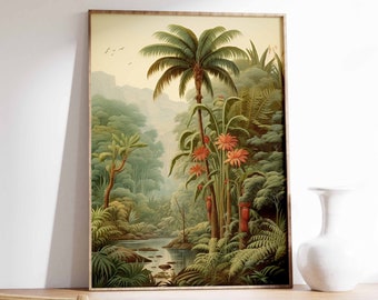 Vintage Botanical Print, Tropical Floral Poster, Henri Rousseau Floral Art, Floral Decor, Vintage Wall Art, Jungle Art, Jungle Aesthetic