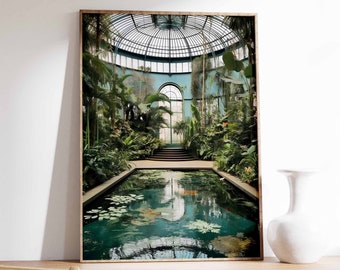 Impresión de William Morris, cartel de los jardines botánicos vintage, impresión de los jardines de Kew, arte de la pared de Rousseau, cartel floral vintage, arte floral