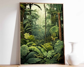 Vintage Botanical Print, Tropical Floral Poster, Henri Rousseau Floral Art, Floral Decor, Vintage Wall Art, Vintage Garden Art