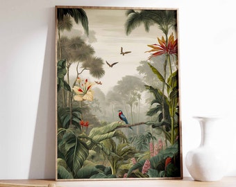 Vintage Botanical Print, Tropical Floral Poster, Henri Rousseau Floral Art, Floral Decor, Vintage Wall Art, Vintage Garden Art