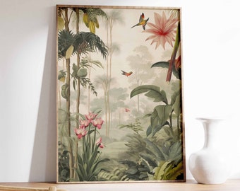 Vintage Botanical Print, Tropical Floral Poster, Henri Rousseau Floral Art, Floral Decor, Vintage Wall Art, Vintage Garden Art