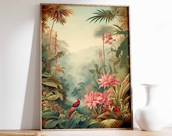 Vintage Botanical Print, Tropical Floral Poster, Henri Rousseau Floral Art, Floral Decor, Vintage Wall Art, Vintage Garden Art