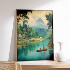 Bangladesh Travel Poster, Vintage Bangladeshi Art, Asian Wall Art, Cultural Travel Print, Bangladesh Decor, Indigenous Poster