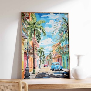 Impresión de viaje de Cuba, cartel de arte vintage de Cuba, impresión de La Habana, arte de la pared caribeña, impresión de viaje, decoración cubana, arte latino, decoración indígena