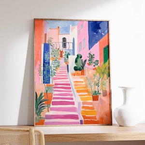 Morocco Travel Print, Vintage Moroccan Aesthetic Poster, Morocco Travel Art, Floral Wall Art, Islamic Art Poster, North African Decor