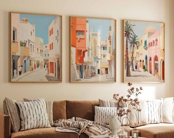 Set of 3 Egypt Posters, Vintage Egyptian Aesthetic Prints, Egypt Travel Art, Floral Wall Art, Islamic Art Poster, North African Decor
