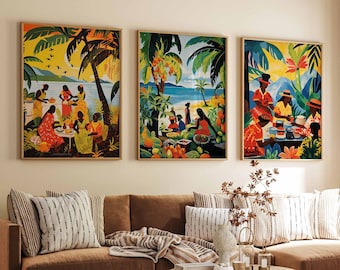Set of 3 Jamaica Travel Posters, Caribbean Travel Print, Tropical Print, Jamaican Wall Art, Travel Print, Jamaican Decor, Tropical Art
