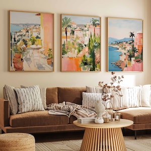Conjunto de 3 impresiones de viajes de Sicilia, conjunto de carteles de viajes de Sicilia, conjunto de 3 carteles de viajes de Italia, arte floral de la pared, regalo de viaje italiano, A1/A2/A3/A4