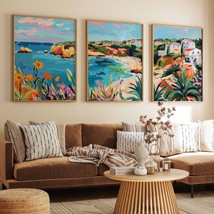 Set van 3 Algarve-poster, Algarve-reisafdrukken, Portugal-reiskunst, Portugal-afdrukken, strandkunst, stranddecor, Portugal cadeau, beroemde stadskunst