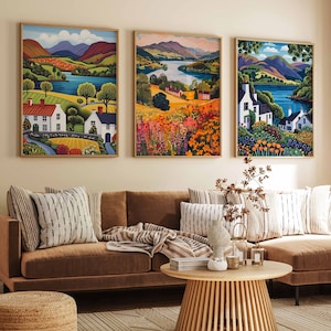 The Lake District National Park Set of 3 Posters, Cumbria Travel Prints, Lake District Travel Prints, Floral Art, Floral Decor, Nature Print