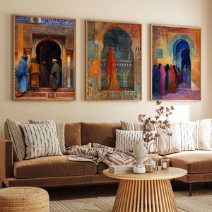 Set of 3 Morocco Posters, Moroccan Travel Prints, Islamic Travel Art, Floral Wall Art, Arabic Art Poster, Morocco Floral Art, Moroccan Gift