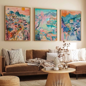 Set of 3 South Korea Posters, South Korea Travel Prints, South Korea Art, Botanical Decor, Floral Art, Asian Travel Print