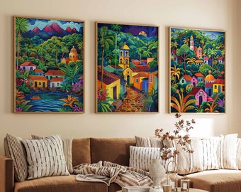 Set of 3 El Salvador Posters, El Salvador Travel Prints, El Salvador Art, Botanical Decor, Floral Art, Latin America Wall Decor