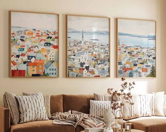 Conjunto de 3 pôsteres de Reykjavik, impressões de viagens da Islândia, arte de Reykjavik, pôster de viagens da Islândia, arte de parede da Islândia, pôster da Islândia, A1/A2/A3/A4