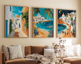 Set di 3 poster di viaggio sulla Tunisia, stampe di viaggio sulla Tunisia, arte di viaggio islamica, arte murale araba, decorazioni islamiche, decorazioni nordafricane
