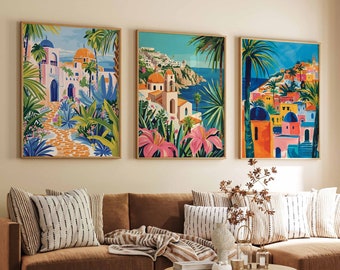Set di 3 poster di viaggio sulla Tunisia, stampe di viaggio sulla Tunisia, arte di viaggio islamica, arte murale araba, decorazioni islamiche, decorazioni nordafricane