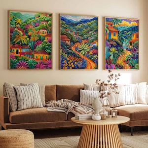 Set of 3 Colombia Poster, Colombia Travel Prints, Colombia Art, Floral Art, Botanical Decor, South American Travel Print
