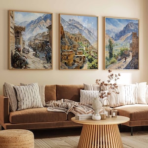 Set of 3 Afghanistan Posters, Afghanistan Travel Prints, Afghanistan Art, Botanical Decor, Islamic Art, Arabic Poster, Muslim Gift