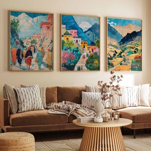Set of 3 Afghanistan Travel Prints, Afghanistan Travel Posters, Afghan Gift, Islamic Decor, Traditonal Islamic Art, Muslim Gift, Islamic Art