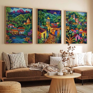 Set of 3 El Salvador Posters, El Salvador Travel Prints, El Salvador Art, Botanical Decor, Floral Art, Latin America Wall Decor