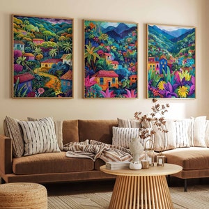 Set of 3 Colombia Poster, Colombia Travel Prints, Colombia Art, Floral Art, Botanical Decor, South American Travel Print