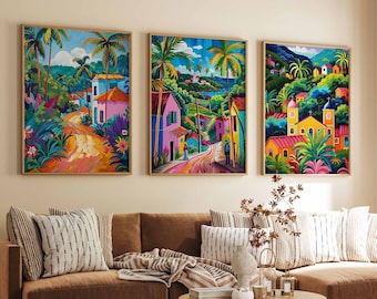 Set of 3 Dominican Republic Posters, Dominican Republic Travel Print, Dominican Art, Botanical Decor, Caribbean Wall Art