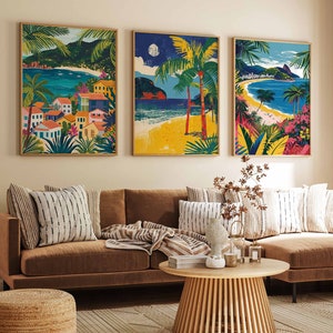 Set of 3 Brazil Poster Set, Brazil Travel Prints, Brazilian Travel Gift, Indigenous art, Folk Art Poster, Latin Decor, A1/A2/A3/A4