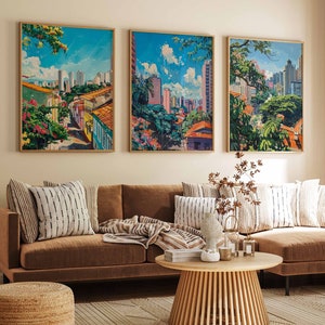 Set of 3 Sao Paulo Travel Prints, Brazil Posters, Sao Paulo Travel Prints, South American Art, Tropical Art, Botanical Decor, Sao Paulo Gift